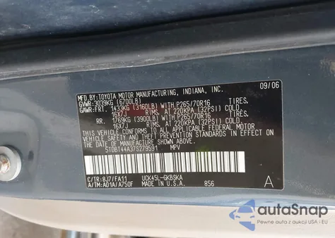 2007 Toyota Sequoia Sr5 V8 from USA, damaged, VIN 5TDBT44A37S279591